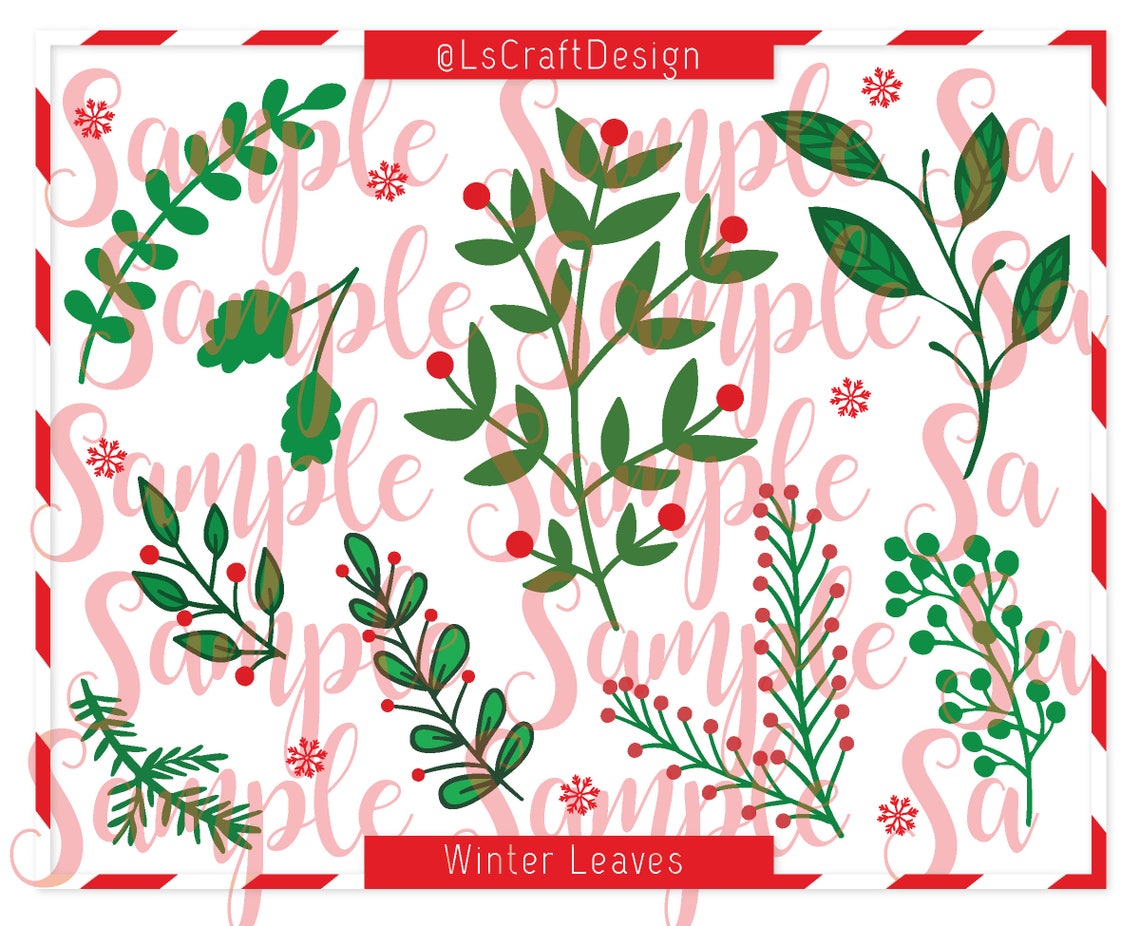 Paper Flower Leaves Template, Winter Foliage SVG Cut File (Set of 9)