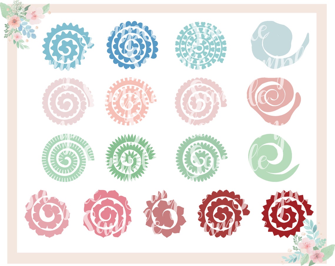 Rolled Paper Flowers SVG Cut Files, DIY Craft Bundle (Digital Download)